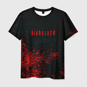 Мужская футболка 3D с принтом Biohazard брызги красок в городе Новоалтайск, 100% полиэфир | прямой крой, круглый вырез горловины, длина до линии бедер | 