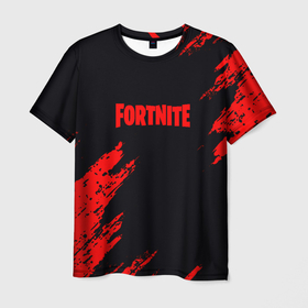 Мужская футболка 3D с принтом Fortnite красные краски лого в Ухте, 100% полиэфир | прямой крой, круглый вырез горловины, длина до линии бедер | 