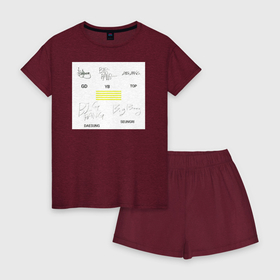 Женская пижама с шортиками хлопок Big bang подписи участников: в городе Новоалтайск, 100% хлопок | футболка прямого кроя, шорты свободные с широкой мягкой резинкой |