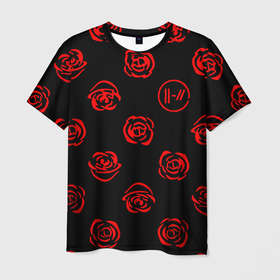 Мужская футболка 3D с принтом Twenty one pilots rose pattern в Кировске, 100% полиэфир | прямой крой, круглый вырез горловины, длина до линии бедер | Тематика изображения на принте: 