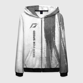 Мужская толстовка 3D на молнии с принтом Need for Speed   white gradient по вертикали в Ухте, 100% полиэстер | длина до линии бедра, манжеты и пояс оформлены мягкой тканевой резинкой, двухслойный капюшон со шнурком для регулировки, спереди молния, по бокам два кармана | 