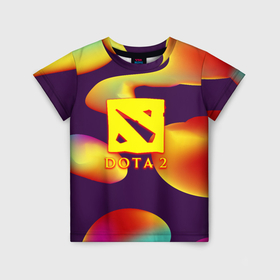 Детская футболка 3D с принтом Dota 2 неоновая абстракция в Курске, 100% гипоаллергенный полиэфир | прямой крой, круглый вырез горловины, длина до линии бедер, чуть спущенное плечо, ткань немного тянется | Тематика изображения на принте: 