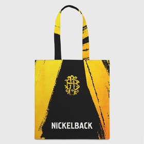 Шоппер 3D с принтом Nickelback   gold gradient по центру в Петрозаводске, 100% полиэстер | Плотность: 200 г/м2; Размер: 34×35 см; Высота лямок: 30 см | 