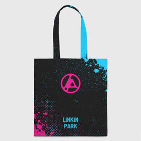 Шоппер 3D с принтом Linkin Park 2024   neon gradient по центру , 100% полиэстер | Плотность: 200 г/м2; Размер: 34×35 см; Высота лямок: 30 см | 