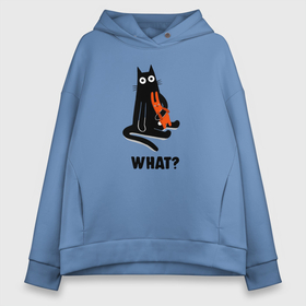 Женское худи Oversize хлопок с принтом What cat and rabbit в Ухте, френч-терри — 70% хлопок, 30% полиэстер. Мягкий теплый начес внутри —100% хлопок | боковые карманы, эластичные манжеты и нижняя кромка, капюшон на магнитной кнопке | 