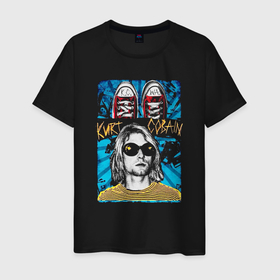 Мужская футболка хлопок с принтом Kurt Cobain rock в Санкт-Петербурге, 100% хлопок | прямой крой, круглый вырез горловины, длина до линии бедер, слегка спущенное плечо. | 