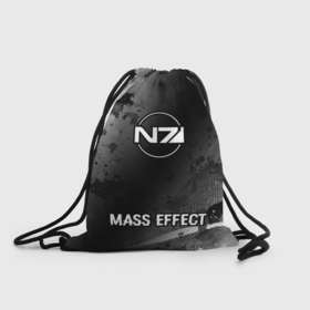 Рюкзак-мешок 3D с принтом Mass Effect glitch на темном фоне по центру в городе Новоалтайск, 100% полиэстер | плотность ткани — 200 г/м2, размер — 35 х 45 см; лямки — толстые шнурки, застежка на шнуровке, без карманов и подкладки | 