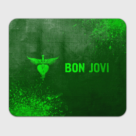 Прямоугольный коврик для мышки с принтом Bon Jovi   green gradient по горизонтали в Новосибирске, натуральный каучук | размер 230 х 185 мм; запечатка лицевой стороны | 