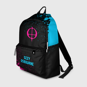 Рюкзак 3D с принтом Ozzy Osbourne   neon gradient по центру в Ухте, 100% полиэстер | лямки с регулируемой длиной, сверху петелька, чтобы рюкзак можно было повесить на вешалку. Основное отделение закрывается на молнию, как и внешний карман. Внутри два дополнительных кармана, один из которых закрывается на молнию. По бокам два дополнительных кармашка | 