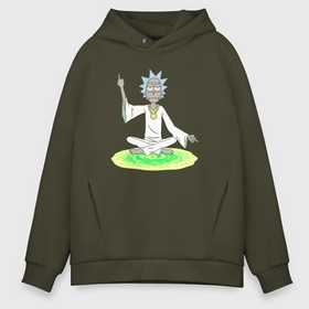 Мужское светящееся худи с принтом Meditation Rick Sanchez в Петрозаводске,  |  | Тематика изображения на принте: 