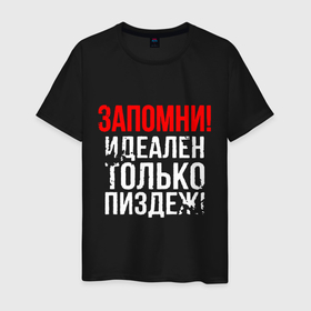 Мужская футболка хлопок с принтом Запомни   идеально только вранье в городе Новоалтайск, 100% хлопок | прямой крой, круглый вырез горловины, длина до линии бедер, слегка спущенное плечо. | 