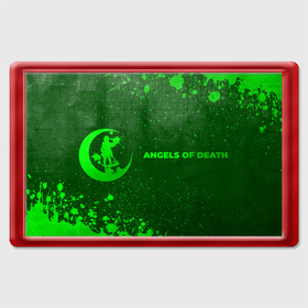 Магнит 45*70 с принтом Angels of Death   green gradient по горизонтали в Новосибирске, Пластик | Размер: 78*52 мм; Размер печати: 70*45 | 