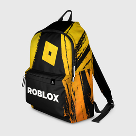 Рюкзак 3D с принтом Roblox   gold gradient по центру в городе Новоалтайск, 100% полиэстер | лямки с регулируемой длиной, сверху петелька, чтобы рюкзак можно было повесить на вешалку. Основное отделение закрывается на молнию, как и внешний карман. Внутри два дополнительных кармана, один из которых закрывается на молнию. По бокам два дополнительных кармашка | Тематика изображения на принте: 