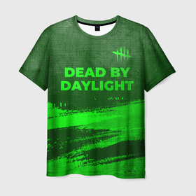 Мужская футболка 3D с принтом Dead by Daylight   green gradient посередине в Санкт-Петербурге, 100% полиэфир | прямой крой, круглый вырез горловины, длина до линии бедер | 