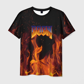 Мужская футболка 3D Doom fire steel logo: в Рязани, 100% полиэфир | прямой крой, круглый вырез горловины, длина до линии бедер |