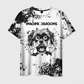 Мужская футболка 3D с принтом Imagine Dragons   рок пес в Ухте, 100% полиэфир | прямой крой, круглый вырез горловины, длина до линии бедер | Тематика изображения на принте: 