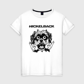 Женская футболка хлопок с принтом Nickelback   rock dog в Петрозаводске, 100% хлопок | прямой крой, круглый вырез горловины, длина до линии бедер, слегка спущенное плечо | 