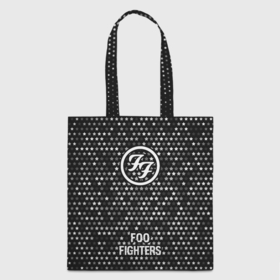 Шоппер 3D с принтом Foo Fighters glitch на темном фоне по центру в Петрозаводске, 100% полиэстер | Плотность: 200 г/м2; Размер: 34×35 см; Высота лямок: 30 см | 