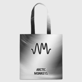 Шоппер 3D с принтом Arctic Monkeys glitch на светлом фоне по центру в Курске, 100% полиэстер | Плотность: 200 г/м2; Размер: 34×35 см; Высота лямок: 30 см | 