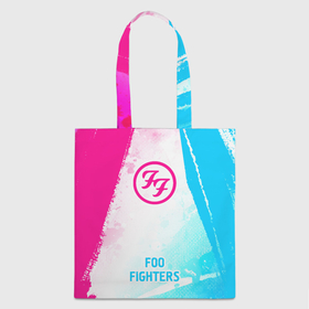 Шоппер 3D с принтом Foo Fighters neon gradient style по центру в Петрозаводске, 100% полиэстер | Плотность: 200 г/м2; Размер: 34×35 см; Высота лямок: 30 см | 