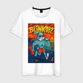 Мужская футболка хлопок с принтом Blink 182 rock в Ухте, 100% хлопок | прямой крой, круглый вырез горловины, длина до линии бедер, слегка спущенное плечо. | 