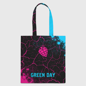 Шоппер 3D с принтом Green Day   neon gradient по центру в Санкт-Петербурге, 100% полиэстер | Плотность: 200 г/м2; Размер: 34×35 см; Высота лямок: 30 см | 