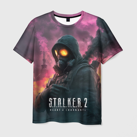 Мужская футболка 3D с принтом Stalker 2 радиоактивный фон в городе Новоалтайск, 100% полиэфир | прямой крой, круглый вырез горловины, длина до линии бедер | 