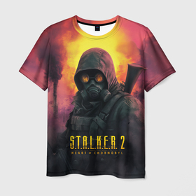 Мужская футболка 3D с принтом Stalker 2 радиоактивный дым в городе Новоалтайск, 100% полиэфир | прямой крой, круглый вырез горловины, длина до линии бедер | 