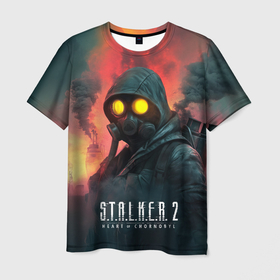 Мужская футболка 3D с принтом Stalker 2   радиоактивный дым в городе Новоалтайск, 100% полиэфир | прямой крой, круглый вырез горловины, длина до линии бедер | 