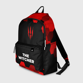 Рюкзак 3D с принтом The Witcher   red gradient по центру в Ухте, 100% полиэстер | лямки с регулируемой длиной, сверху петелька, чтобы рюкзак можно было повесить на вешалку. Основное отделение закрывается на молнию, как и внешний карман. Внутри два дополнительных кармана, один из которых закрывается на молнию. По бокам два дополнительных кармашка | Тематика изображения на принте: 