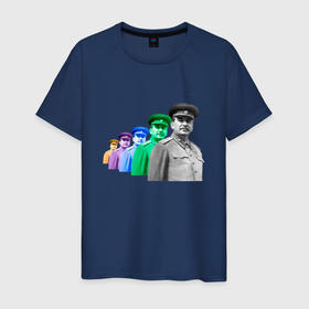 Мужская футболка хлопок с принтом Pop art товарищ Сталин в городе Новоалтайск, 100% хлопок | прямой крой, круглый вырез горловины, длина до линии бедер, слегка спущенное плечо. | 