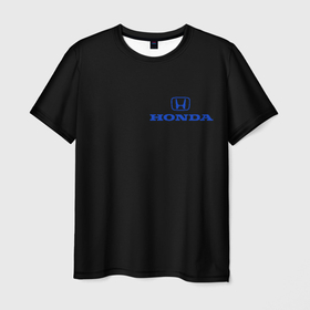 Мужская футболка 3D с принтом Honda blue logo , 100% полиэфир | прямой крой, круглый вырез горловины, длина до линии бедер | Тематика изображения на принте: 