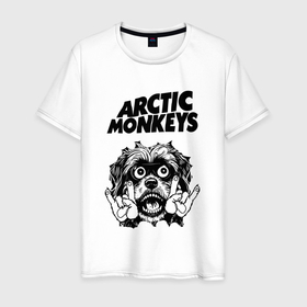 Мужская футболка хлопок с принтом Arctic Monkeys   rock dog , 100% хлопок | прямой крой, круглый вырез горловины, длина до линии бедер, слегка спущенное плечо. | 