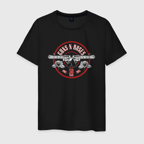 Мужская футболка хлопок с принтом Guns N Roses 30 years в Ухте, 100% хлопок | прямой крой, круглый вырез горловины, длина до линии бедер, слегка спущенное плечо. | 