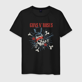 Мужская футболка хлопок с принтом Guns N Roses band в Ухте, 100% хлопок | прямой крой, круглый вырез горловины, длина до линии бедер, слегка спущенное плечо. | 
