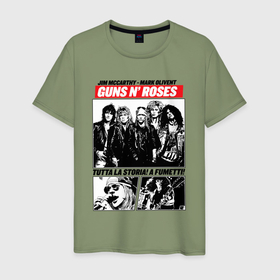 Мужская футболка хлопок с принтом Guns N Roses rock band в Ухте, 100% хлопок | прямой крой, круглый вырез горловины, длина до линии бедер, слегка спущенное плечо. | 
