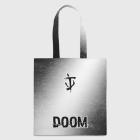 Шоппер 3D с принтом Doom glitch на светлом фоне по центру в городе Новоалтайск, 100% полиэстер | Плотность: 200 г/м2; Размер: 34×35 см; Высота лямок: 30 см | 