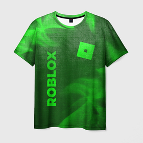 Мужская футболка 3D с принтом Roblox   green gradient вертикально в городе Новоалтайск, 100% полиэфир | прямой крой, круглый вырез горловины, длина до линии бедер | 