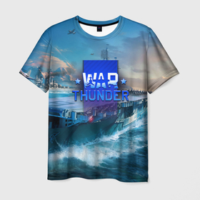 Мужская футболка 3D с принтом War Thunder ship , 100% полиэфир | прямой крой, круглый вырез горловины, длина до линии бедер | Тематика изображения на принте: 