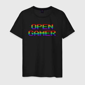 Мужская футболка хлопок с принтом Open gamer logo в городе Новоалтайск, 100% хлопок | прямой крой, круглый вырез горловины, длина до линии бедер, слегка спущенное плечо. | 