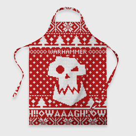Фартук 3D с принтом Вязаный warhammer waaagh в городе Новоалтайск, 100% полиэстер | общий размер — 65 х 85 см, ширина нагрудника — 26 см, горловина — 53 см, длина завязок — 54 см, общий обхват в поясе — 173 см. Принт на завязках и на горловине наносится с двух сторон, на основной части фартука — только с внешней стороны | 