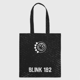 Шоппер 3D с принтом Blink 182 glitch на темном фоне по центру в Ухте, 100% полиэстер | Плотность: 200 г/м2; Размер: 34×35 см; Высота лямок: 30 см | 