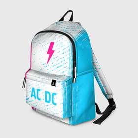 Рюкзак 3D с принтом AC DC neon gradient style по центру , 100% полиэстер | лямки с регулируемой длиной, сверху петелька, чтобы рюкзак можно было повесить на вешалку. Основное отделение закрывается на молнию, как и внешний карман. Внутри два дополнительных кармана, один из которых закрывается на молнию. По бокам два дополнительных кармашка | Тематика изображения на принте: 