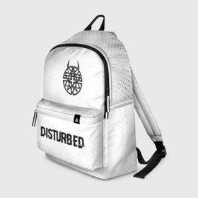 Рюкзак 3D с принтом Disturbed glitch на светлом фоне по центру в городе Новоалтайск, 100% полиэстер | лямки с регулируемой длиной, сверху петелька, чтобы рюкзак можно было повесить на вешалку. Основное отделение закрывается на молнию, как и внешний карман. Внутри два дополнительных кармана, один из которых закрывается на молнию. По бокам два дополнительных кармашка | 