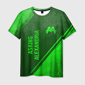 Мужская футболка 3D с принтом Asking Alexandria   green gradient вертикально в городе Новоалтайск, 100% полиэфир | прямой крой, круглый вырез горловины, длина до линии бедер | 
