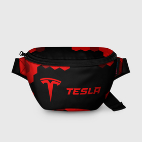 Поясная сумка 3D с принтом Tesla   red gradient по горизонтали в городе Новоалтайск, 100% полиэстер | плотная ткань, ремень с регулируемой длиной, внутри несколько карманов для мелочей, основное отделение и карман с обратной стороны сумки застегиваются на молнию | 