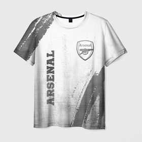 Мужская футболка 3D с принтом Arsenal   white gradient вертикально в Архангельске, 100% полиэфир | прямой крой, круглый вырез горловины, длина до линии бедер | Тематика изображения на принте: 