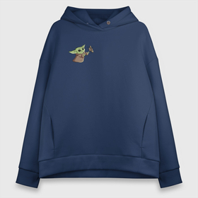 Женское худи Oversize хлопок с принтом Малыш   Беби Йода в Ухте, френч-терри — 70% хлопок, 30% полиэстер. Мягкий теплый начес внутри —100% хлопок | боковые карманы, эластичные манжеты и нижняя кромка, капюшон на магнитной кнопке | 