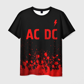 Мужская футболка 3D с принтом AC DC   red gradient посередине в Архангельске, 100% полиэфир | прямой крой, круглый вырез горловины, длина до линии бедер | Тематика изображения на принте: 