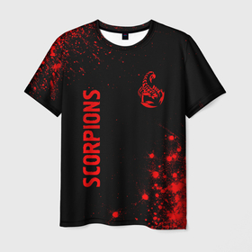 Мужская футболка 3D с принтом Scorpions   red gradient вертикально в городе Новоалтайск, 100% полиэфир | прямой крой, круглый вырез горловины, длина до линии бедер | 